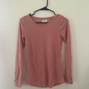 Pink Ribbed Women's Tunic Long Sleeve